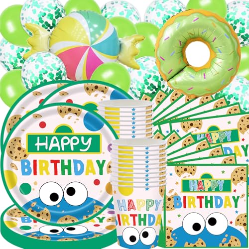 Lot de 78 pièces de vaisselle de fête à biscuits pour enfants, motif dessin animé, décoration de fête d'anniversaire, vaisselle aquarelle comprenant assiettes, tasses, mouchoirs, serviettes, nappe