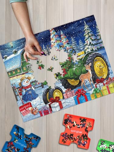 Rompecabezas Springbok John Deere Festive Farm Surprise 500 piezas | Rompecabezas de granja navideña con piezas de corte único, hecho en EE.UU., materiales ecoamigables, póster incluido miniatura 5