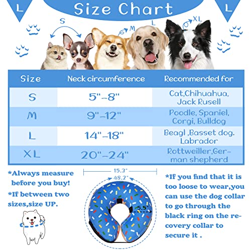 Image of Inflatable Dog Donut Cone Collar for Dogs Cats-Soft Recovery Dog Cone Adjustable Protective E-Collar Dog Neck Donut Dog Cone Alternative After Surgery to Prevent Biting Licking Scratching(Large Dogs)
