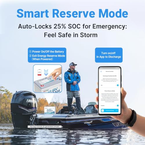 Image of Redodo 12V 100Ah Smart Bluetooth Dual-Purpose Marine Lithium Battery, 900CCA Group27 Starting Marine Battery with Energy Reserve Mode & Heating 2 PACK