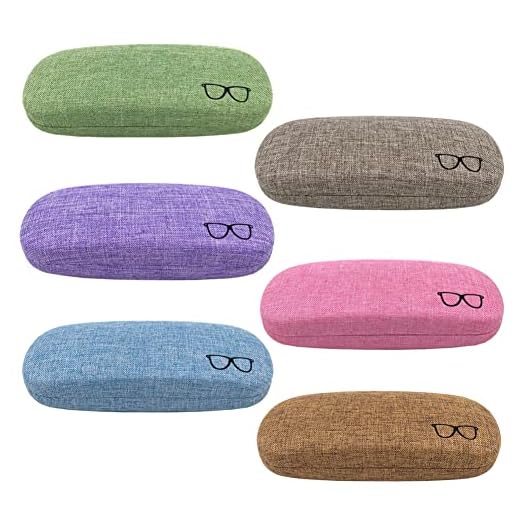 CHZZMS Confezione da 6 custodie rigide per occhiali da vista in tessuto di lino per uomo e donna