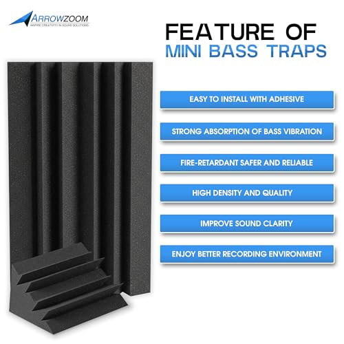 Arrowzoom 12-Pack Acoustic Bass Traps 4.7x4.7x9.4 in Black AZ1133 miniatura 2