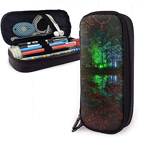 Hermosas luces nocturnas Bolígrafo lindo Estuche de lápices Bolso de cuero Estuche...