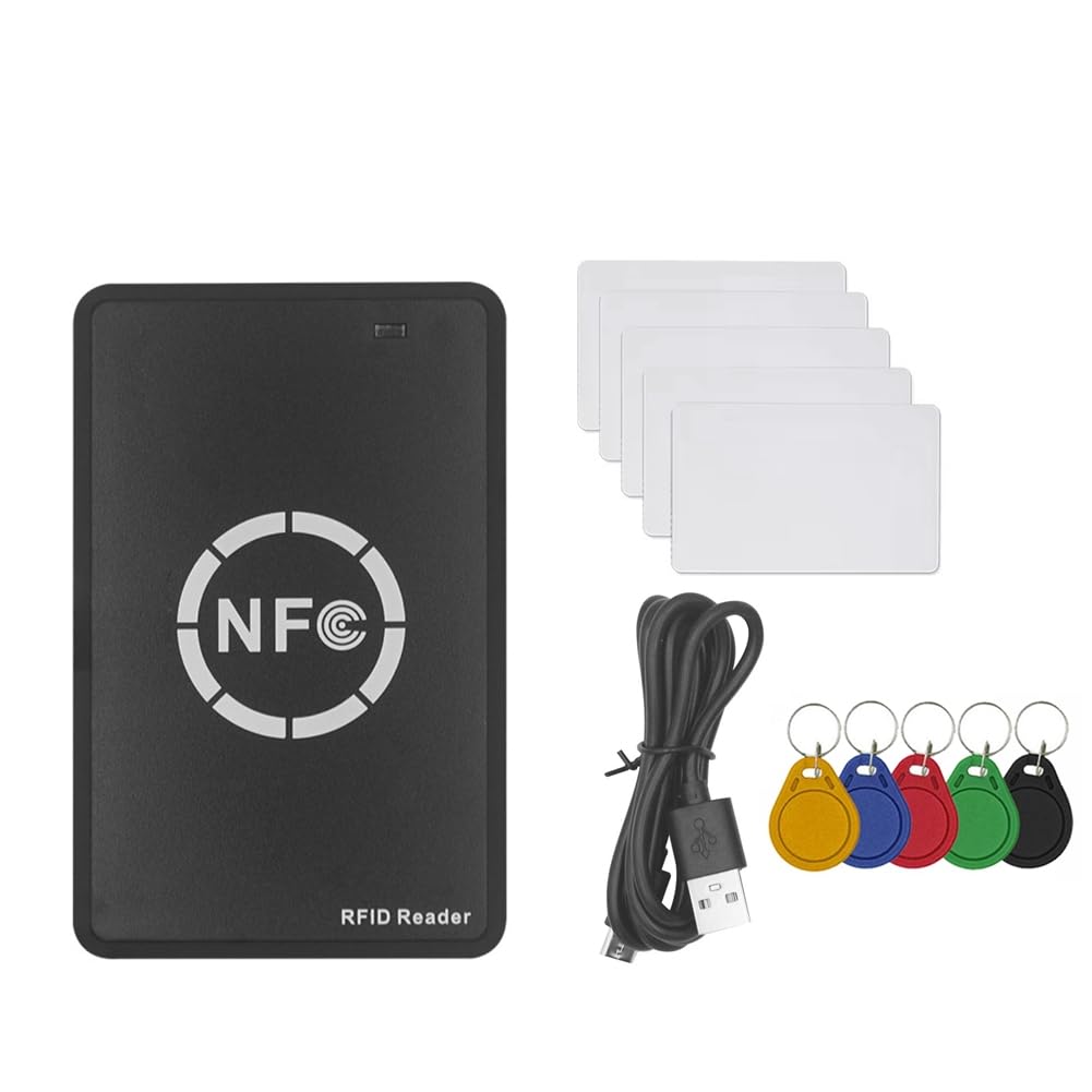 Cenei Black Rfid Nfc Smart Chip Reader/Writer+5Xcuid Card+Uid Keychain Rfid Duplicator Tag Copy Clone Id Ic Key Badge Copier