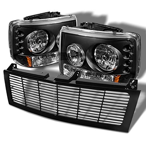 AKKON - Fit 1999-2002 Silverado 2000-2006 Suburban Tahoe LED Headlights W/Bumper Housing + Black Sport Grill