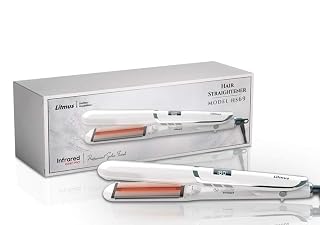 Litmus Infrared Hair Straightener with Ioniser | 3D Floating Ceramic Plates with 12 Temperature Settings | Suitable for all Hair Types (Silver White)