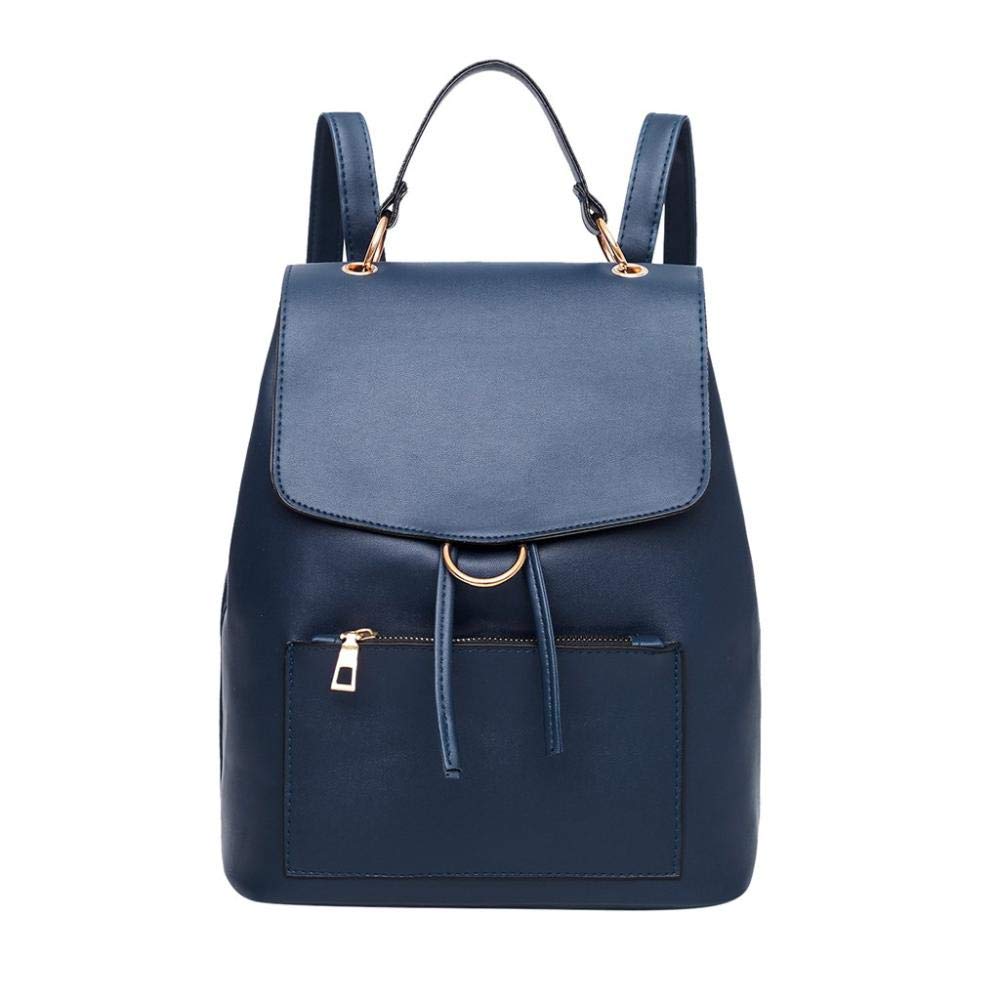 Sac à dos hommes et dames bleu chine en cuir rétro pour l'école