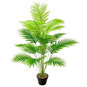 Heflashor Large Indoor Artificial Plant,84cm Artificial Tall Plant 18 Branches in Pot Indoor,Large Faux Palm Tree Tropical Hawaii Green Fake Plants for Bedroom Office Garden Wedding Party Deco