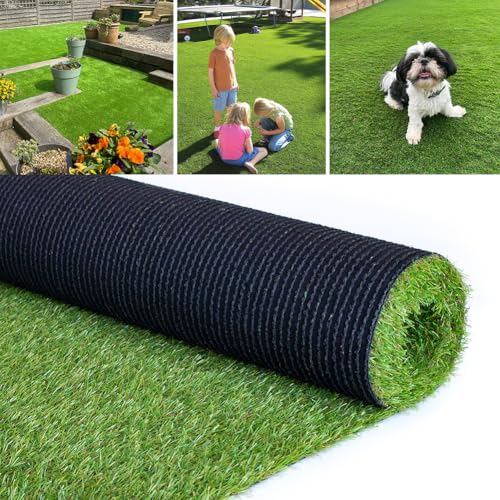 Petgrow 1M × 2M Kunstgras für Haustiere, 20mm Grashöhe Dauerhaftes Selbstentwässerungssystem Falsche Rasenmatten, Natürliche Simulation für Terrasse Balkon Außen Innen Grüner Rasenteppich (1M × 2M)