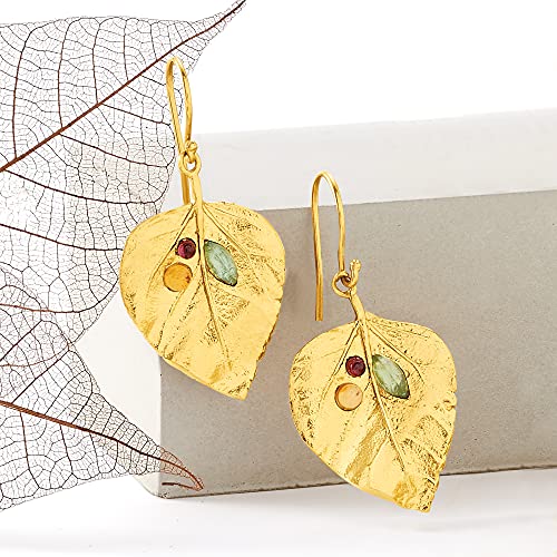 Ross-Simons 1.40 Ct. T.w. Multi-Stone Leaf Drop Earrings In 18Kt Yellow Gold Over Sterling #TOP2