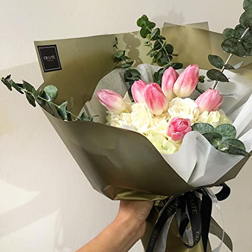 Image of Oasis Floral Products Flower Bouquet Wrapping & Gift Packing Cellophane Film Roll 80cmx25mtr (1 No) (Daisy White) (7054 Antique Gold)