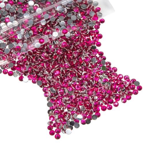 qiipii 14000PCS 2mm Dark Hot Pink Small Crystal Resin Rhinestones for Crafting SS6 Tiny Flatback Stones Bulk Diamonds Crystals Gems for Nails Face Eyes Makeup Tumblers Bottles DIY Crafts Clothes Shoes