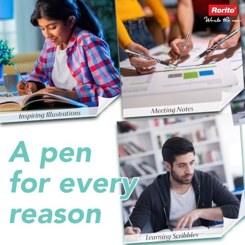 Image of Rorito Fantaflo Ball Pen | Pack of 20 | Revolutionary Glide Ink | Soft Comfort Grip | Attractive Design | Ideal Pen for Students | Black Ink