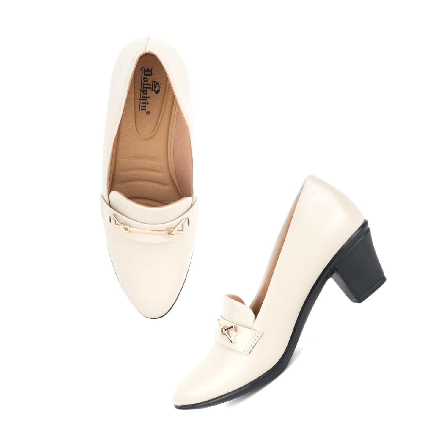 Women Pointed Toe Block Heel Pump Slip on Casual Stylish & Comfortable DFK-F9-image-43