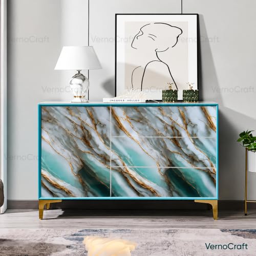 Image of Foil Paper Kitchen Wallpaper Self Adhesive Oilproof Waterproof Heat Resistant PVC Sheet for Countertop Backsplash Furniture and Wall (Sky Blue Marble 60x200cm) 12.92 Square feet Pack of 1