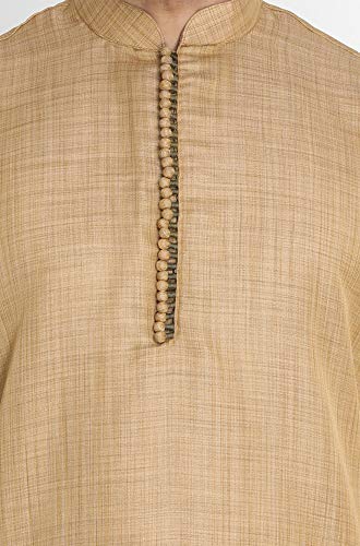 Image of VASTRAMAY Men's Beige Cotton Silk Blend Kurta