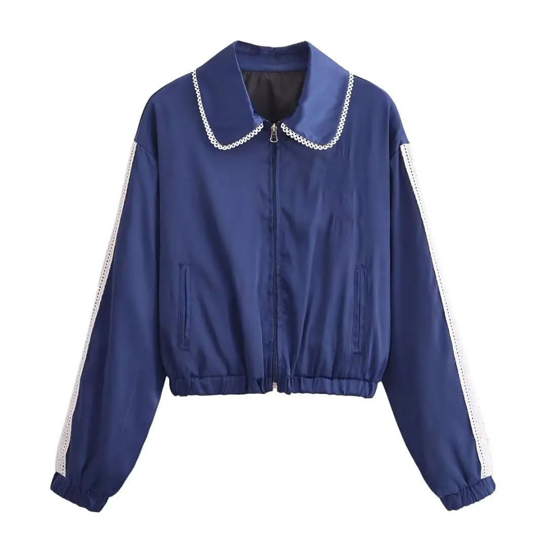 Set di pantaloni decorativi in pizzo laterale da donna con giacca a righe e cappotto da donna