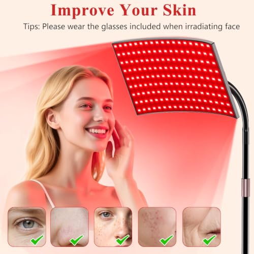 Image of Red Light Therapy for Body Face Infrared Light Therapy for Body with 660nm & 850nm Near Infrared LED Red Light Therapy Large Panel at Home Protective Glasses for Home Use, Gift for Women Girl
