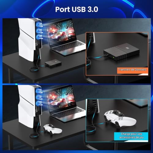 HUIJUTCHEN Ventilateur de Refroidissement pour PS5 Slim, Auto ON/OFF Ventilateur Silencieux Contrôle de la Température avec 2 vitesses et Port USB 3.0 Accessoire pour PS5 Slim Digital & Discs Edition – vue 6