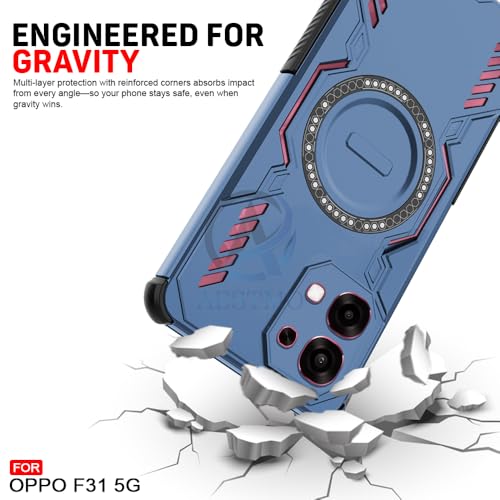Image of AESTMO Back Case Cover for Oppo F31 / F33 5G | Magnetic Case with Built-in Metal Ring | Compatible with MagSafe Accessories | Shockproof Hybrid (PC + TPU (Blue)