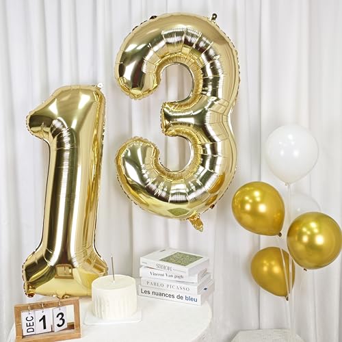 Image of 40 Inch Light Gold 7 Number Balloons Large Champagne Gold Number | White Gold Giant 7 Foil Mylar Helium Digital Balloon for 7th or 7st Anniversary Party Decorations Supplies