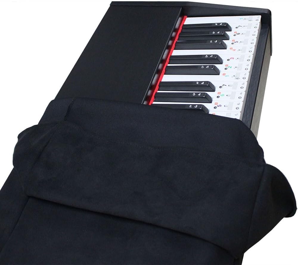 Generico Copertura Antipolvere per Pianoforte Elettronico, in Finta Pelle Scamosciata Spessa, Universale per 88 Tasti, Antipolvere E Impermeabile con Motivo A Fiocchi di Neve (Black)