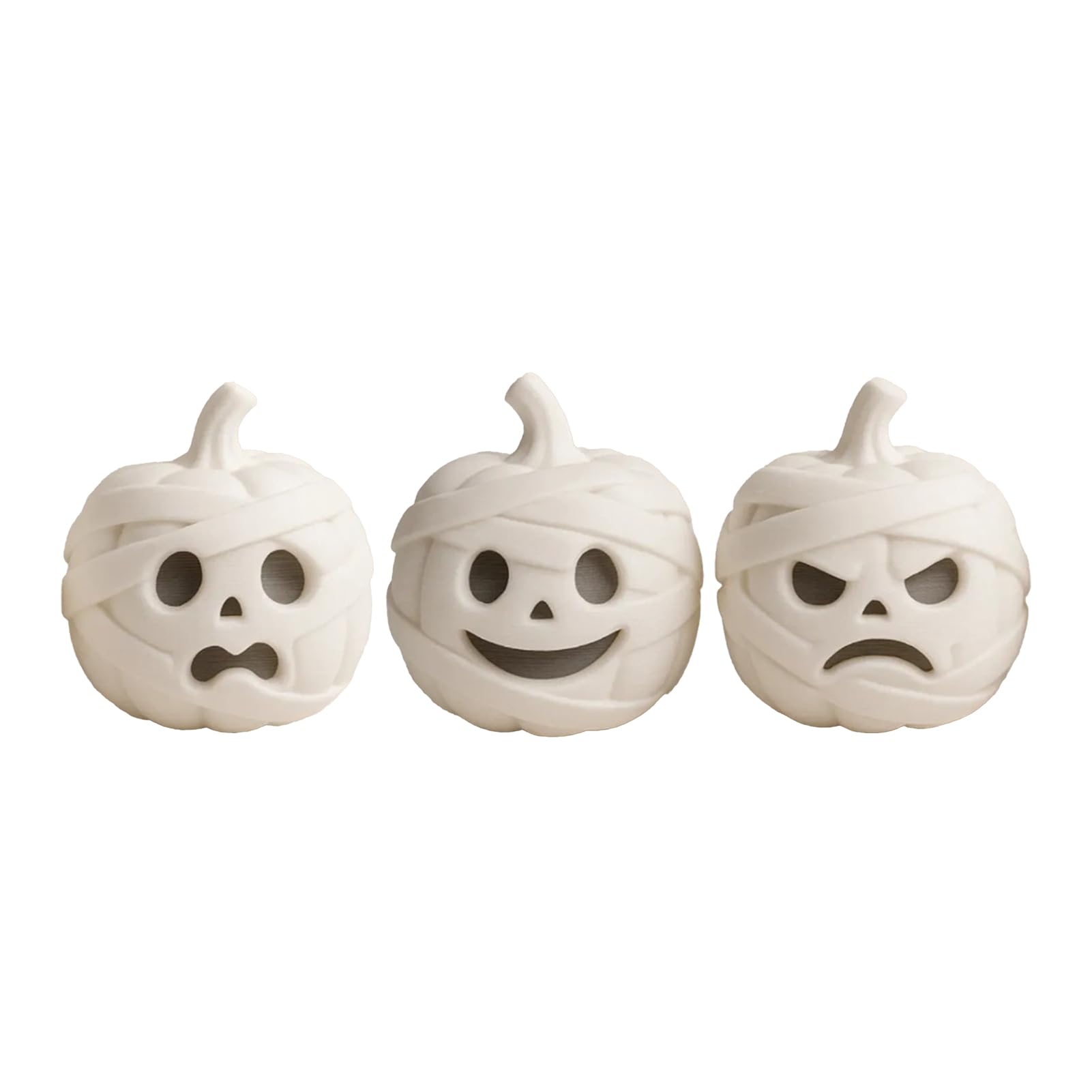 sugerou 3D Printed Mummy Pumpkin Skull Figurine for Halloween Decorations, Creative Funny Expressions Resin Statue Ornaments, Mini Desk Tabletop Decor, Holiday Party Gifts 1 Set
