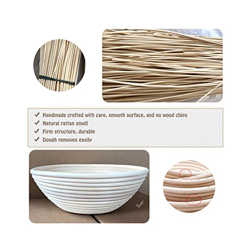 9.85 Inch Bread Proofing Basket Set Of 2, Vecance Round Natural Rattan Dough Sourdough Bread Baskets For Baker Making Bread Baking Tool #TOP3