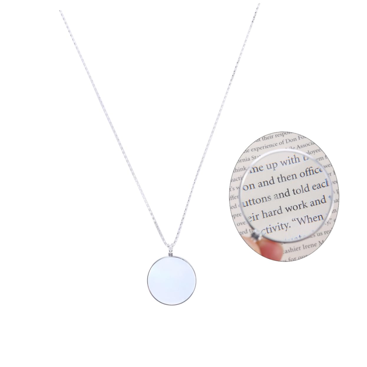 Gogogmee Optical Pendant Necklace Magnifier with Lens Durable Glass for Reading Inspection and Precision Work Compact Convenient Jewelry Magnifier for Home and Outdoors Silver