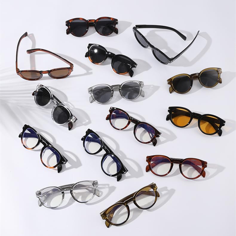 Lunettes de soleil rétro à monture ronde cloutée noire - 7