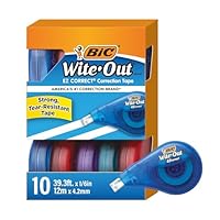 BIC Wite-Out EZ Correct Tear-Resistant Correction Tape with 39.3 ft of Tape, 10-Count Pack in White