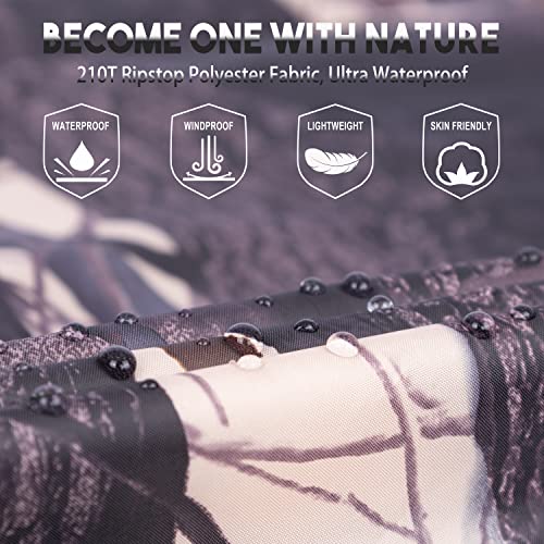 BALIGO 3-in-1 Mehrzweck Regenponcho Wasserdicht, Leicht & Schnell Trocknend, Poncho Herren & Damen, Camouflage Regenjacke, Tarnzelt, Tarnanzug, Regencape mit Kapuze für Wandern Camping Jagd