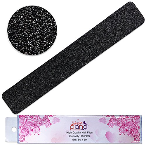 Pana Black Nail File Jumbo Size (Grit: 80 x 80, Pack of 10 Pieces) USA Professional Emery Board JUMBO Size Nail Files