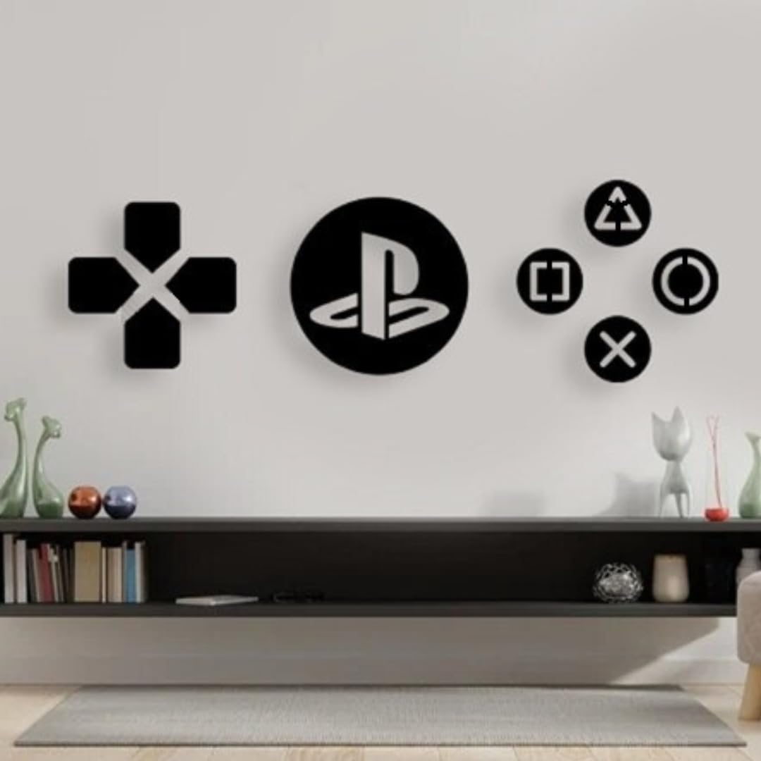 STASH HOUSE Gamers Wooden Wall Sign Set, PS5 Geometric Home Decor Gift for Gamers,Gamers Wall Art, PS4 3D Logo Self-Adhesive (45x 43 cms) (B0C334QXMN) Amazon Price History, Amazon Price Tracker