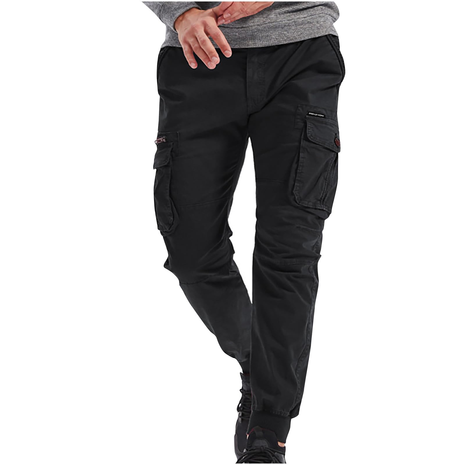 KHIRVWL Herren Hose Cargo Jogging Pants, Lässige Cargo-Hose Slim Gym Sporthosen Sommer Track Pants Arbeitshose Männer Tactical Hose Atmungsaktiv Outdoor Funktionshose Reißverschlusstasche für Männer
