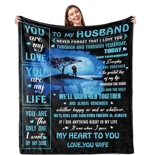 zoiluku Regali per marito da moglie, regali per marito, coperta 152,4 x 127 cm, regalo di compleanno per marito, regalo per lui marito, miglior regalo per marito, regalo romantico di anniversario di