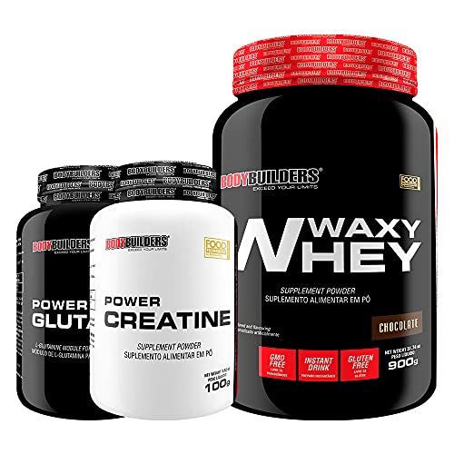 KIT Waxy Whey 900g + Power Creatine 100g + Power Glutamine 100g - Bodybuilders (Chocolate)