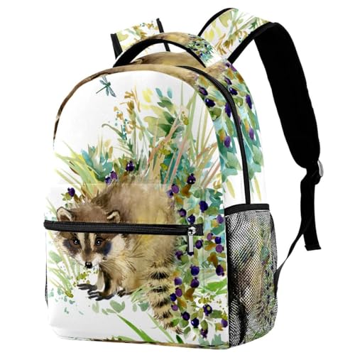 Sac à dos raton laveur multicolore 29.4x20x40cm pour l'école et le voyage des ados