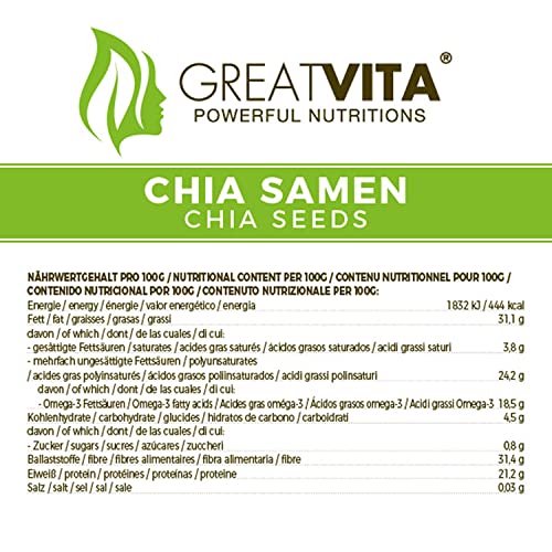 GreatVita Bio Chia Samen, (1x 400g) naturbelassen ohne Gentechnik