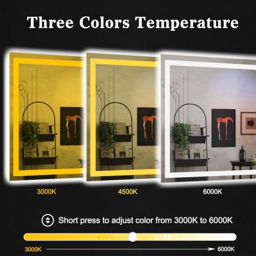 Image of WTTY 48 inchx40 inch LED Bathroom Mirror with Lights, Front Lighted Bathroom Vanity Mirrors for Wall, Anti-Fog, Dimmable Wall Mirrors for Bathroom, Memory, Shatter-Proof, Double LED Vanity Mirror