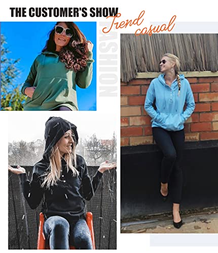 Shewin Womens Sweatshirts 2023 Casual Long Sleeve Button Fleece Hooded Pullover Sweatshirt Lightweight Cute Fall Tops Outfits Loose Hoodies For Women,Us 12-14(L),Purple #TOP3