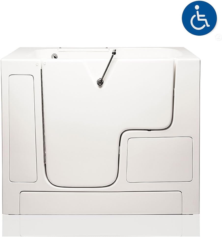 LOVE3252W 32" x 52" Air & Hydro Massage Wheelchair Accessible Soaker Walk-in Bathtub - Left Drain (Biscuit)