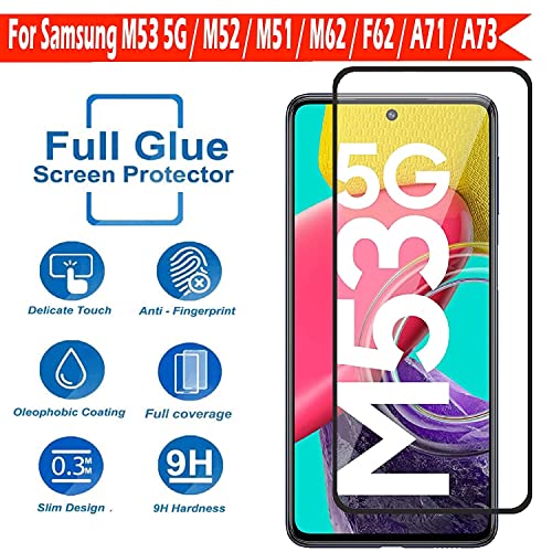 Image of Tempered Glass Screen Protector Compatible for Samsung Galaxy F54, M53 5G with Edge to Edge Coverage and Easy Installation Kit, Pack of 1, Black