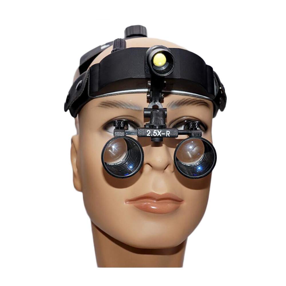 Lupas de Aumento 2.5X Lupas binoculares Equipo de Laboratorio de Vidrio óptico Lupa con Diadema de Cuero con Faro LED,