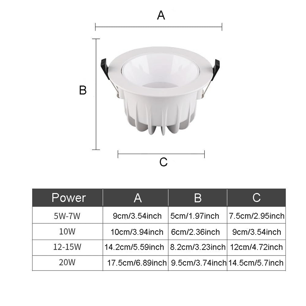 Genérico Luz de techo empotrable LED de 5/7/10/12/15/20W - Seleccionable 3000K/4000K/6000K for iluminación empotrada en el hogar(4000K nature light,10W)