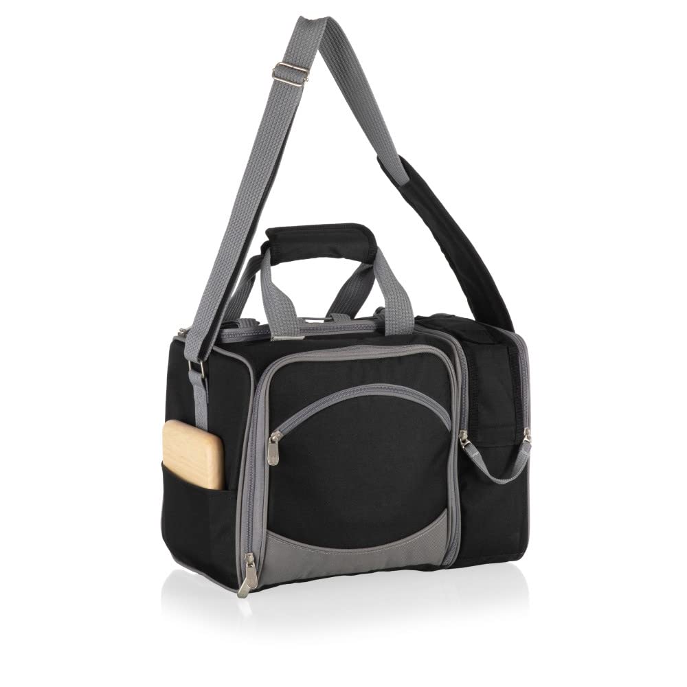 Picnic Time Malibu - Bolsa térmica para Picnic (14,5 x 10,5 x 9 cm), Color Negro con Detalles Grises