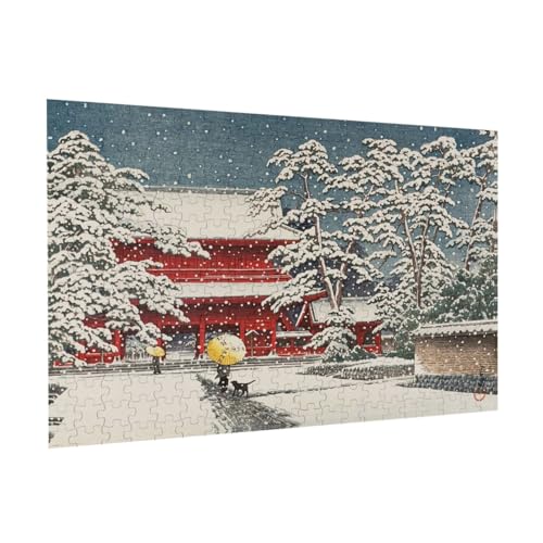 川瀬巴水 雪の増上寺 パズル 300ピース ジグソーパズル 木製 リラックス 気分転換 壁飾り 絵画 ギフト お誕生日プレゼント 初心者向け 38*26cm