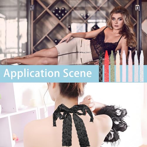 Image of FREEBLOSS 8 Pairs Lace Halter Neck Bra Straps Replacement 8 Colors Decorative Bra Straps for Women Adjustable Swimsuit Strap