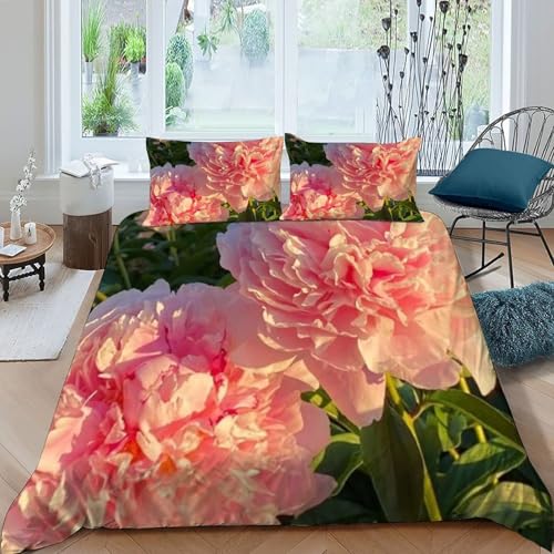 Parure de couette super king imprimé fleurs 3D romantique durable - 3