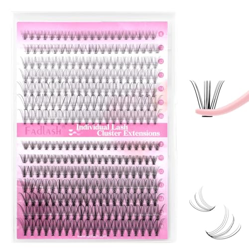 Extensiones Pestañas Individuales Cluster 10D+20D 0.07 C Curl 8-16mm Mixed Pestañas Racimo Ruso Pestañas Extensión DIY de pestañas Individuales(10D+20D-0.07-C, 8-16mm)